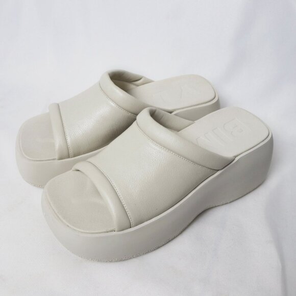 Bimba y Lola ivory leather platform sandals | Brand New Off White Chunky Mules - Picture 1 of 6